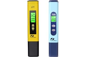 pancellent Misuratore della qualità dell'Acqua TDS PH 2 in 1 Set 0-9990 Intervallo di misurazione PPM 1 Risoluzione PPM Precisione di Lettura 2% (Giallo)