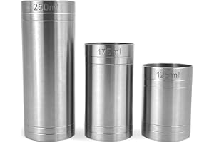 Chabrias Ltd 3 Set 125ml, 175ml, 250m Premium Stainless Steel Silver Wine Thimble Measure Barware Professional Spirit Measuring Cups, Home Bars, Cocktail Stations & Bartenders, Government Stamped