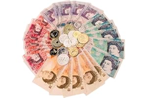 NAVOYS Sterling Pound Play Money - Engage Kids in Educational Learning with Bank, Shop, and Role-Play Set for Literacy, Numeracy, and Pretend Play - UK Fake Toy Cash Notes and Coins (1pk Play Money)