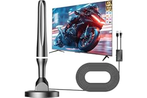 DGUPSP Antena TV Interior/Exterior 2025, Antena TV Portatil con Base Magnética Fuerte, Alcance de 260+ KM, Compatible con 4K 1080P, Cable Coaxial de 3M, para Freeview y Canales Locales