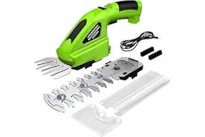 AISSOM Nożyce ogrodowe na akumulator 7,2 V, elektryczne nożyce do krzewów 2000 mAh z 2 ostrzami, poręczne akumulatorowe nożyce do trawy, 1100 obr./min, szerokość cięcia 8,5 cm, długość cięcia 14,5cm