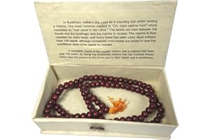 GEOFOSSILS Malla/Mallah Prayer Beads Buddhist Rosary Wood in Box Meditation Mala Bead