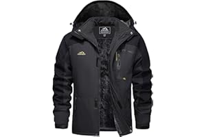 EKLENTSON Mens Coats-Winter Waterproof Fleece Jacket Windbreaker Mountain Hiking Walking Skiing Jacket Warm Outerwear Sports Thermal Hooded Coat Multi Zip Pockets