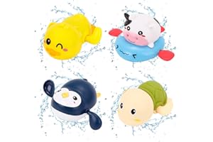 GUKASXI 4 zabawki do kąpieli dla niemowląt, zabawki do kąpieli dla niemowląt, zabawka wodna, mechanizm zegarowy, pływające podciąganie, do kąpieli, zabawki dla małych dzieci, chłopców i dziewczynek