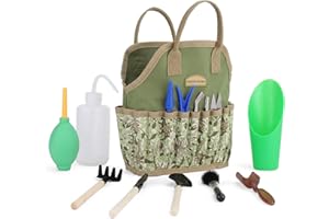 G GOOD GAIN Kit per piante grasse da giardino con borsa organizer, mini set di attrezzi da giardinaggio a mano, 14 pezzi strumenti per bonsai fioriera in miniatura per la cura delle piante delle fate.