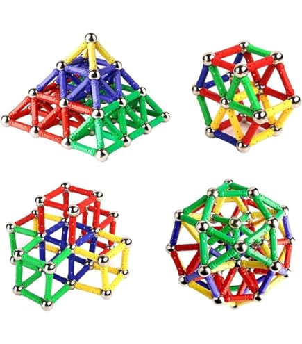 Jokooan Magnetische Bouwstenen voor Kinderen, 136 pcs Magnetisch Stokken Speelgoed, Magnetisch Bouwspeelgoed STEM Montessori Speelgoed Leren en Hersentraining voor Volwassenen en Kinderen