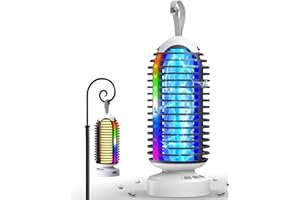 Dnenellr Insektenvernichter, Outdoor Mückenlampe 3-in-1 wiederaufladbar mit 4000mAh Batterie, IPX5 wasserdicht, UV-Licht Mückenfalle für Indoor, Home, Backyard, Patio, Garden, Camping, Weiß Schwarz