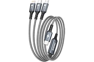 GIANAC 100W Câble USB C vers Câble Multi USB [1.2M] 3 en1 USB Câble avec puce E-Mark Charge Rapide Chargeur USB avec Micro USB Type C Lightning Connecteur pour Samsung;Macbook Pro/Air;iPad Pro;iPhone;Huawei