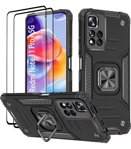 SEAHAI Cover Per Xiaomi Poco X4 GT 5G – Scorrevole Con Protezione Fotocamera, Antiurto Militare Con Anello Supporto Magnetico (Nero) - 3