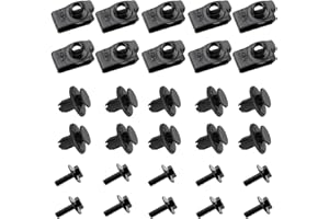 Effitnee 30Pack Car Engine Cover Bolts, Hood Bolt Retaining Nut Undertray Clip Plastic Clip Retainer for Chassis Engine Guard Panel Bumper Fastener