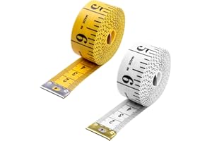 LOBVABA 2 Piezas Cinta Métrica de Costura, Metro de Sastre Suave de Doble Cara, Para Medir Partes del Cuerpo, 300cm, Cm & Inch