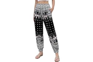 Terecey Pantalon Sarouel Femme Sport Taille Haute Bouffant Pants pour Pilate Hippie Yoga Fitness Danse