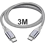 Siwket Câble USB C vers USB C 3M,Câble USB Type C Charge Rapide PD Nylon Tressé pour iPad Pro 2021, iPad Air 4,MacBook Pro,Sa