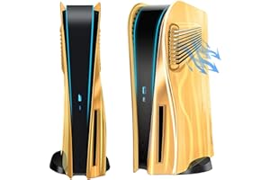 ElitePlay Chrome Gold PS5 Faceplate with Cooling Vents Cover Curved Replacement Plates Shell Accessory for Playstation 5 Disc Edition