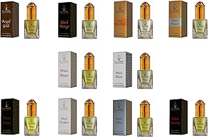Set di profumi da uomo, 10 x 5 ml, Roll-On (Top 10 Mix), El Nabil Misk Musk Muschio, olio profumato per uomo, di alta qualità e top profumi da uomo