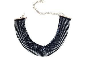 Dishowme Sequin Choker Necklace Wide Metal Sequin Collar Hip-Hop Punk Necklace Jewellery for Women Girls