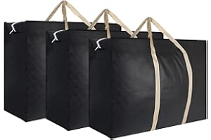 SOYIRI 100L Bolsa de Almacenamiento de Ropa(3 Piezas,Negro),Bolsa de Almacenamiento Grande con Cremallera,Bolsa de Almacenamiento de Ropa,77×55×24cm