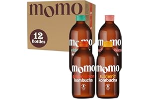 12 x Fresh 330ml Bottles MOMO Kombucha Drink Organic - Kombucha Tea Probiotic Drink - Variety