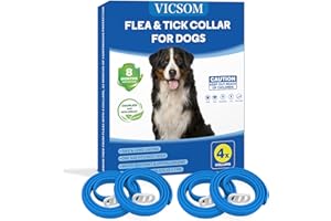 VICSOM Collare Antiparassitario per Cani, Collare Antipulci Cane, Collari Antiparassitari per Cani e Zecche Regolabile Impermeabile, 8 Mesi di Protezione per Cani di Diverse Taglie Azzurro 4pcs