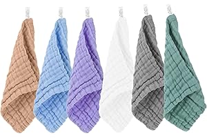 Qianyu 6 szt. bawełniane ściereczki do mycia dla niemowląt, miękkie i chłonne, wielofunkcyjne, wygodne i delikatne, ściereczki do kąpieli dla dzieci dziewcząt i chłopców