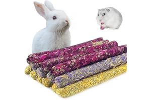 GNCLOUD Rabbit Toys, Natural Flavored Flowers Sticks, Rabbit Hamster Chew Toys, Perfect Molar Treats for Bunny,Guinea Pigs,Chinchillas,Gerbils and Other Small Animals