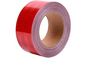 ONTWIE Nastro Riflettente Impermeabile Alta Visibilità Marcatura Industriale Pericolo Heavy Duty Attenzione Avvertimento Nastro Autoadesivo di Sicurezza Esterno - Rosso 10M