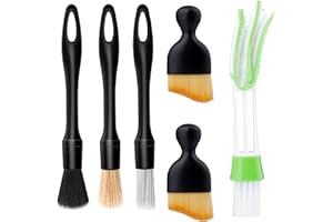 Roosea Limpiar Coche Interior Brocha Limpieza Coche 6 Piezas Cepillo de Limpieza Cepillo Limpiador de Autos Cepillo Suave para Limpieza Interior de Coche Cepillo para Coche Interior