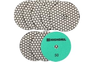 HIGHDRIL Dry Diamond Polishing Pad - 8PCS #50 Sanding Pads 125MM for Granite Stone Marble Floor Grinder Polish Pad Kit for Drill, Grinder, Polisher