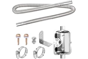 Mardatt 2.5CM/1” Parking Air Heater Exhaust Pipe Stainless Steel Exhaust Pipe Flexible Exhaust Tubing with Muffler, Diesel Heater Exhaust Pipe Tube for Vehicles (120cm)