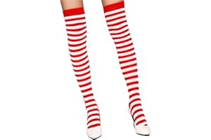 Krautwear®, Women's, Striped, Tight-high Stockings, Ring Stockings for Carnival, Fancy Dress, Cosplay, 80s