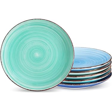 Smoakez - Keramische Dinerborden Set Van 6 In Gradiënt Blauw, 10 Inch Voor Pasta Dessert Salade Voorgerecht Pannenkoeken En Biefstuk