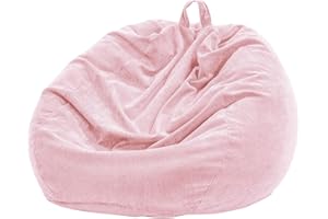 Nobildonna Bean Bag Chair Cover (No Filler) for Kids and Adults. Extra Large 300L Bean Bag Stuffed Animal Storage Washable Soft Premium Corduroy Stuffed Plush Toys Bean Bag Cover (Pink)