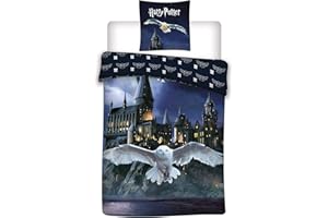 AYMAX Set di biancheria da letto Harry Potter, copripiumino 140 x 200 cm, federa, Hogwarts, 63 x 63 cm, 100% poliestere