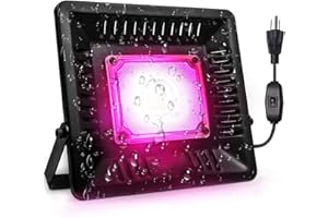 Profey Grow Light, Luz Plantas Interior P200, LáMpara de Plantas LED de Espectro Completo IP67 Impermeabilidad, Luz Plantas Ultrafina de Altura Regulable con 4 Cadenas de Suspensión