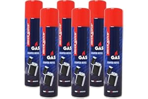 ‎LIVORIO 6X Feuerzeuggas 300 ml für Feuerzeuge mit 5 Adaptern | Near Zero impurities | Flambierbrenner | Nachfüllgas Nachfüller Gas | Sturmfeuerzeuge Stabfeuerzeug