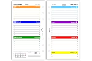 Agendepoint.it - Ricambio agenda organizer settimanale COLORS 9,5x17cm - 6 fori standard - carta 90gr - 2026