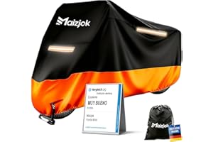 Maizjok® Waterproof Motorcycle Cover, Motorcycle Cover Exterior Interior 210D Polyester Rain and UV Protective Layer for Scooter Motorcycle Street / Scambler / Trail / Cross / Enduro XL (245 x 105 x 125 cm)