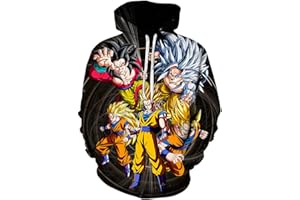 CHENMA Herren Japanischer Anime Cosplay Goku 3D-Druck Pullover Kapuzen-Sweatshirt mit Kängurutasche