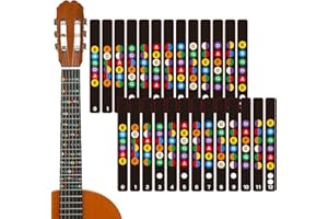NUONOVE Gitarren Noten Aufkleber, Anfänger Gitarrengriffbrett Sticker, Bunte Gitarren-Griffbrett-Note, Kinderleicht Akkorde und Noten lernen, für akustische und E-Gitarre 2er Pack Black