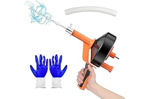 Chiluxendo 10m Stura Lavandini e Scarichi, Sonda Sturatubi, Stura Tubi di Scarico, Sturalavandini con Guanti, Spirale per La Pulizia Dei Tubi per Lavandini, Scarichi, Vasche da Bagno, Fognature