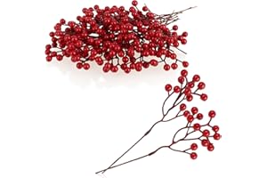 com-four® 25x Deko-Zweig - dekorative kleine Äste mit Beeren - Dekozweige als Tischdekoration - Bastelzubehör für DIY-Arbeiten (25 Stück - rote Beeren 1)