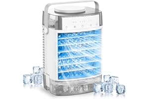 AIPINVIP Portable Air Conditioner 4-In-1 Mobile Air Conditioner Fan and Humidifier with 7 Colors LED Night Lights,3 Speeds,2 Spray Modes,1000ML Mini Air Cooler for Home Office Bedroom Travel