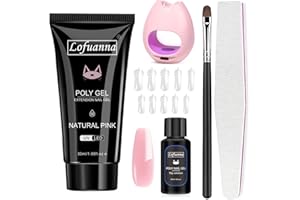Lofuanna Poly Nagel Gel Set,30ml Natural Pink Nagelverlängerungs Gel Set mit Nagel Lampe Slip Lösung,Gelnägel Starterset Nail Art Design für Anfänger