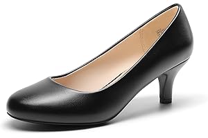 DREAM PAIRS Zapatos de Tacón Bajo Clásicos Mujer Zapatillas con Tacón Fina Zapatos de Salón PU