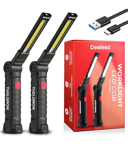 WINDFIRE Lampada Lavoro LED Ricaricabile - 80000 Lumen, Base Magnetica E Gancio, Per Riparazioni E Emergenze