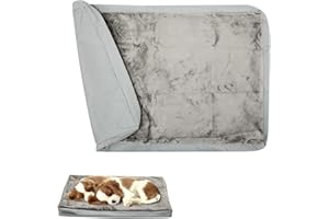 HAGSFIRE Wasserdichter Hundebettbezug mit Reißverschluss, waschbares Tierhaar, leicht zu entfernen, Flauschiger Hundebett-Ersatzbezug, Abnehmbarer Welpenbettbezug für Hunde, nur Bezug (Grau, XL)