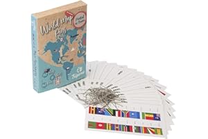 TRIPVEA® 342 Flaggen zum Stecken für Landkarte und Globus aus Kork - Kleine Flaggen der Länder der Welt - Kleine Flaggenaufkleber mit Datum auf der Rückseite - Lieferung mit Nadeln