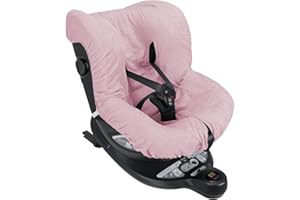BABY IDEA Babysanity® Housse de siège de voiture universelle 0/18 en double éponge de coton 100 % housse de siège lavable avec passage, sangles - Fabriqué en Italie - (rose)