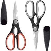 LIVINGO Kitchen Scissors Stainless Steel 2 Pack Sharp Durable Versatile Chicken Fish Meat Herbs