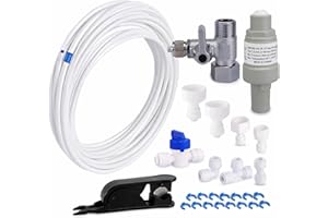smardy ZO006 Set di Collegamento Universale 15m Tubo dell'Acqua 1/4"(6,35mm) Kit di Installazione con Regolatore di Pressione per Frigorifero Macchina del Ghiaccio